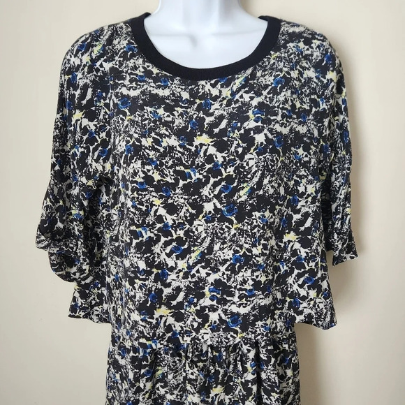 Comptoir des Cotonniers | 100% Silk Abstract Floral Short Sleeve Dress - Sz XS/S - Picture 2 of 15